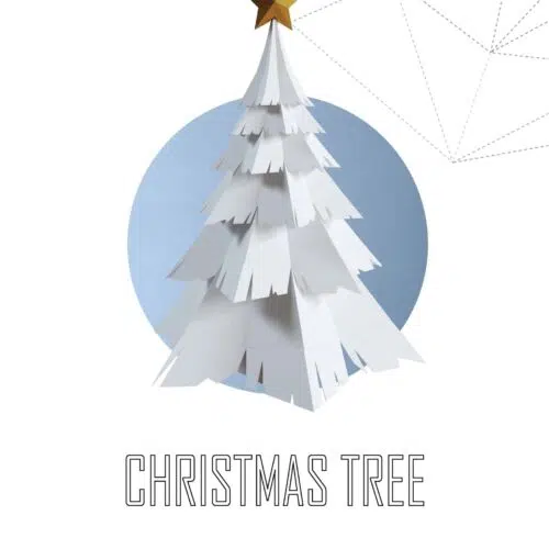 Papercraft de sapin de Noël enneigé en origami 3D