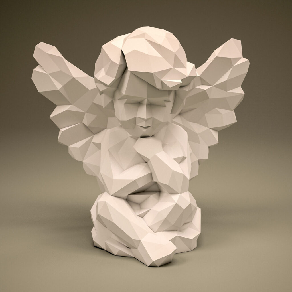 Papercraft d'ange assis en origami 3D