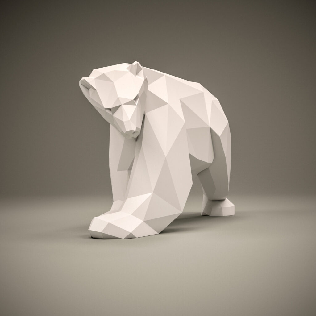 Papercraft polar bear in 3D origami