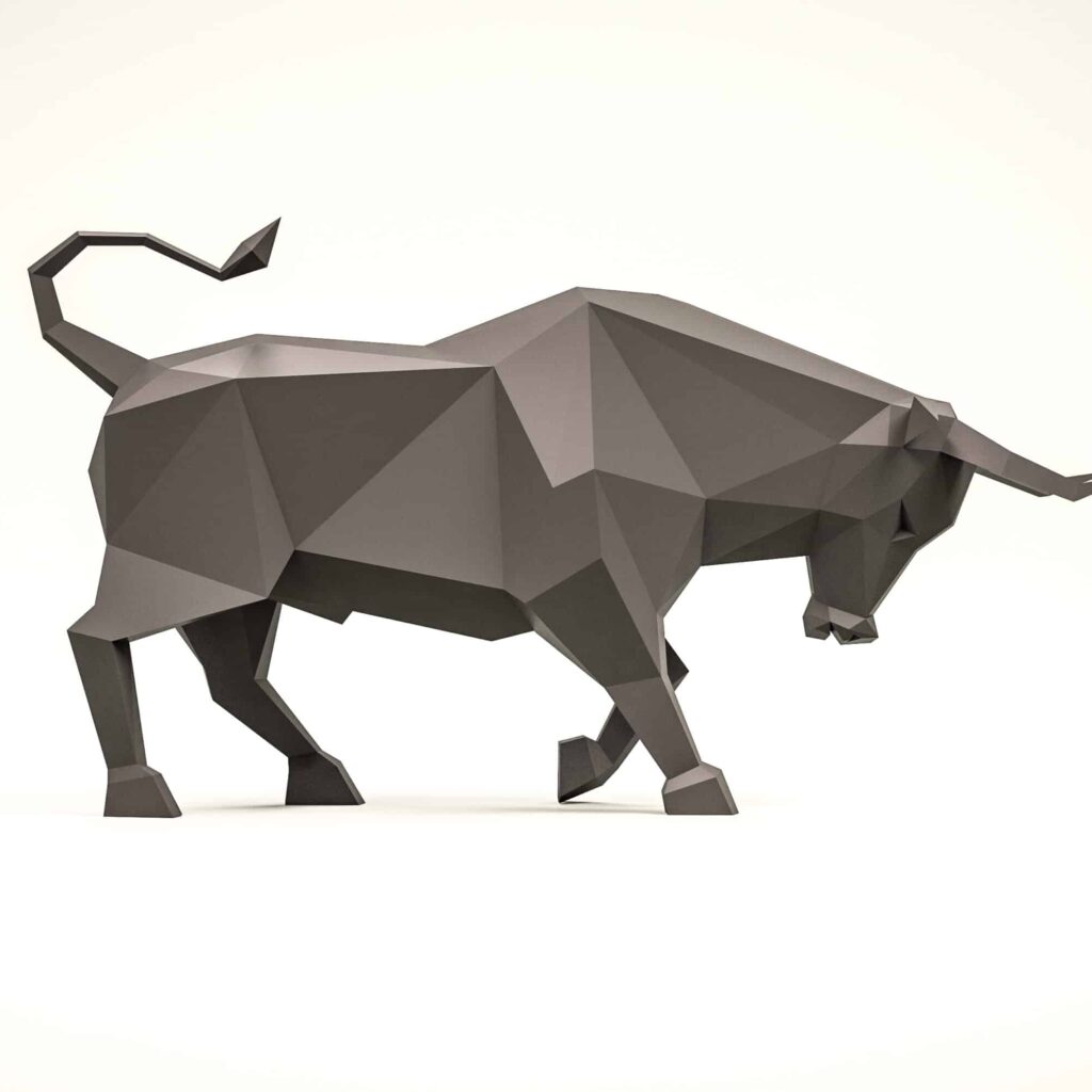 Papercraft de taureau qui charge en origami 3D