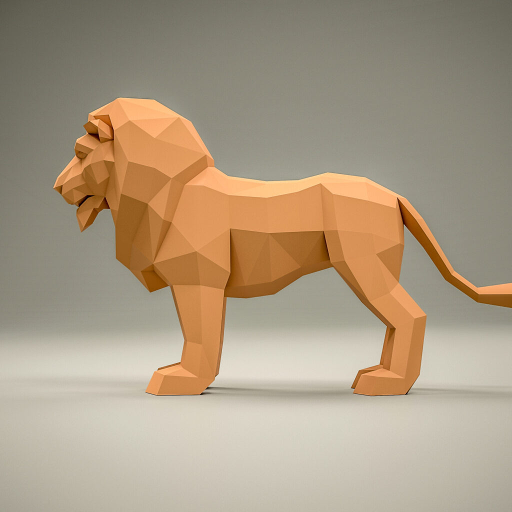 Papercraft de lion en origami 3D