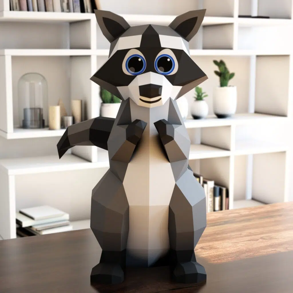 Papercraft de raton laveur mignon en origami