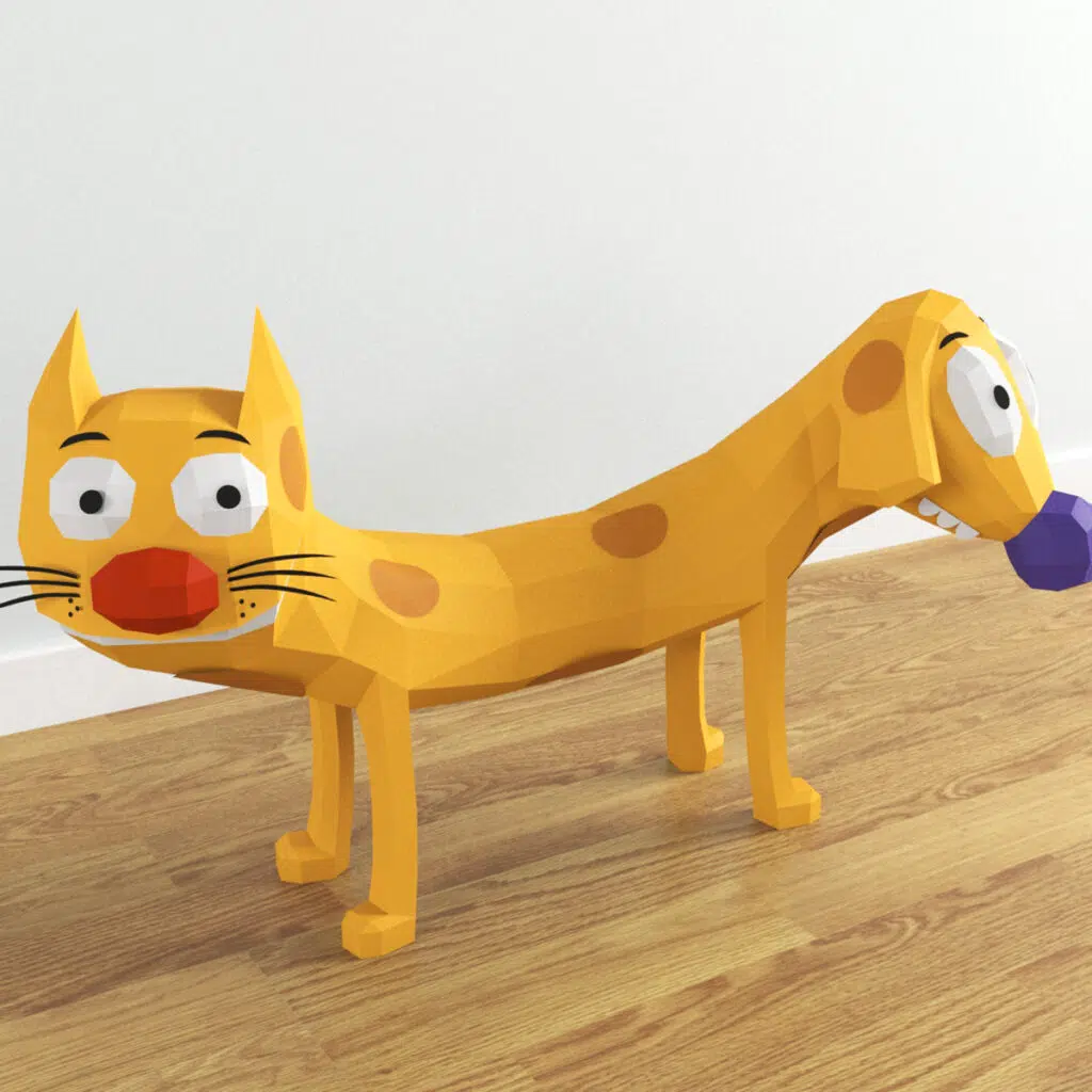 Papercraft de chien et chat en origami 3D