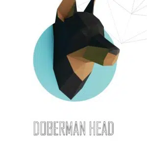 Papercraft 3d DOBERMAN DOG HEAD Low Poly Paper Sculpture DiY gift Decor Pug home office pepakura pattern template handmade animals puppy