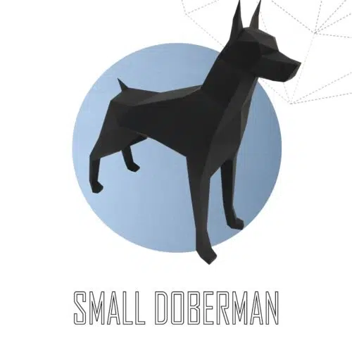 Papercraft d'un doberman noir en origami 3D