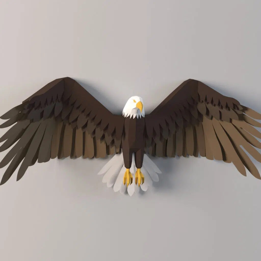 Papercraft d'aigle mural en origami 3D