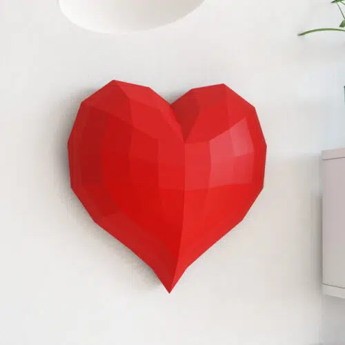 Papercraft de décoration murale en cœur en origami 3D