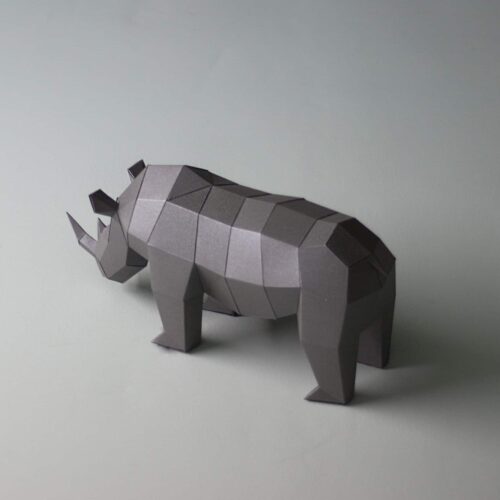 Papercraft de petit rhinocéros africain en origami 3D