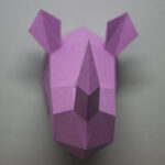 Papercraft tête de rhinocéros en origami 3D