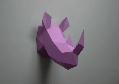 Papercraft tête de rhinocéros en origami 3D