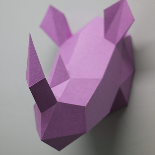 Papercraft tête de rhinocéros en origami 3D