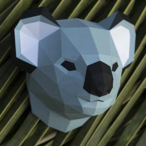 Papercraft de tête de koala murale en origami 3D