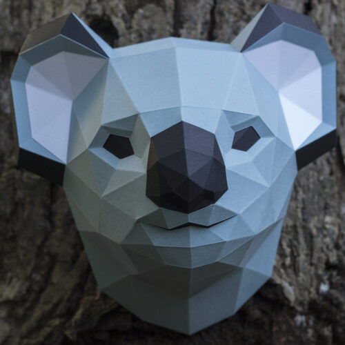 Papercraft de tête de koala murale en origami 3D