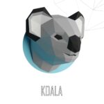 Papercraft de cabeza de koala en origami 3D