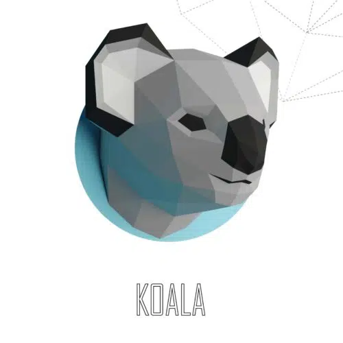 Papercraft de tête de koala murale en origami 3D