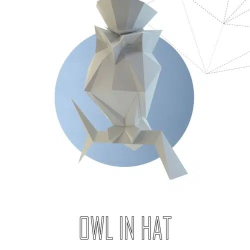 Papercraft de hibou avec un chapeau en origami 3D
