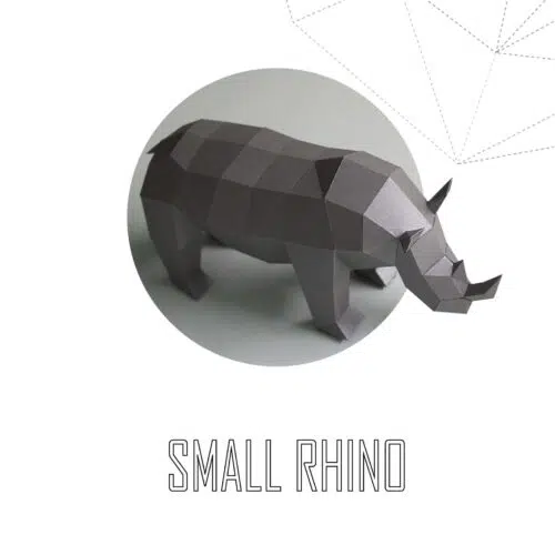 Papercraft de petit rhinocéros africain en origami 3D