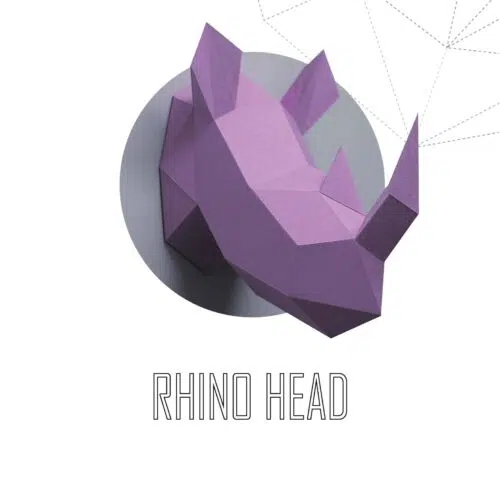 Papercraft tête de rhinocéros en origami 3D