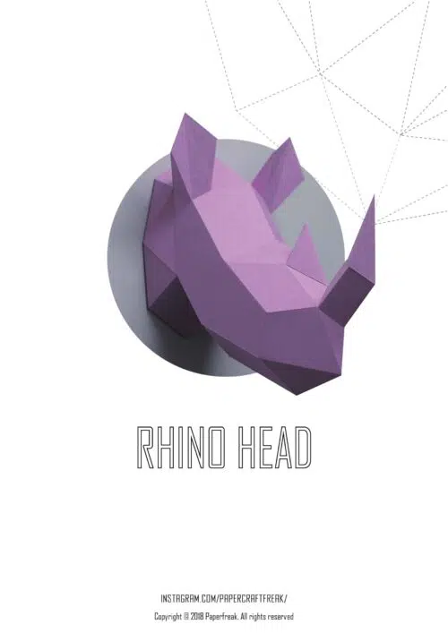 Papercraft tête de rhinocéros en origami 3D