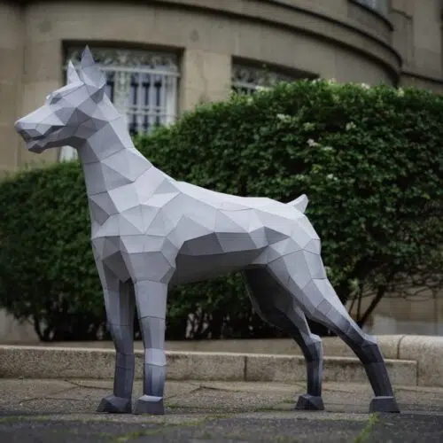 Papercraft de doberman musclé en origami 3D