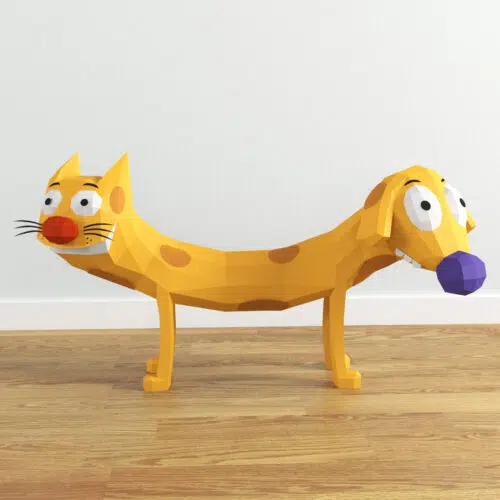 Papercraft de chien et chat en origami 3D
