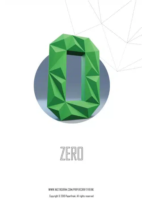 Chiffre 0 en papercraft 3D – patron PDF à imprimer pour déco d’anniversaire et projets créatifs
