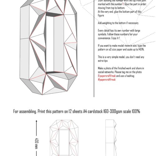 Chiffre 0 en papercraft 3D – patron PDF à imprimer pour déco d’anniversaire et projets créatifs