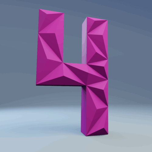 Chiffre 4 en papercraft 3D – modèle PDF pour anniversaire, déco DIY et événements festifs