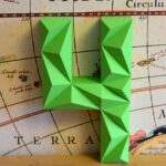Papercraft Zahl 4 in Origami 3D