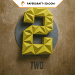Chiffre 2 en papercraft 3D – modèle PDF à assembler pour fête d'anniversaire ou déco festive