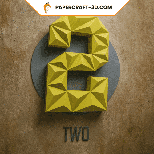 Chiffre 2 en papercraft 3D – modèle PDF à assembler pour fête d'anniversaire ou déco festive