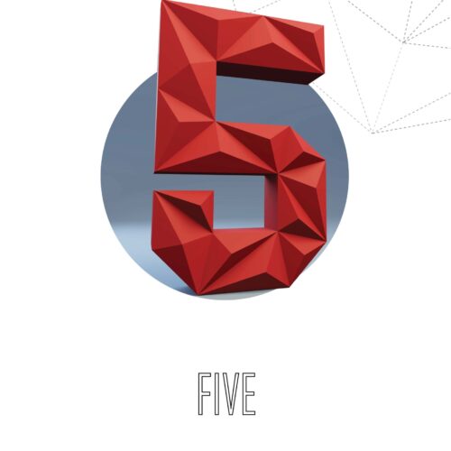 Chiffre 5 en papercraft 3D – modèle PDF à imprimer pour anniversaire et décoration