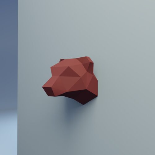 Petit trophée tête d’ours V2 en papercraft 3D – modèle enfant