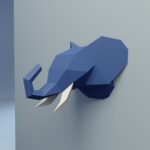 Petit trophée tête d’éléphant en papercraft 3D – modèle PDF à imprimer