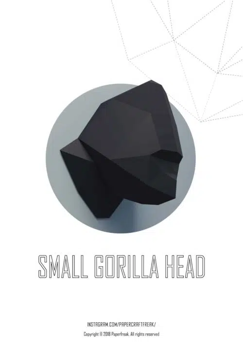 Petit trophée tête de gorille en papercraft 3D pour enfants