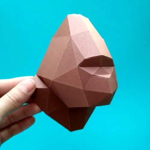 Petit trophée tête de gorille en papercraft 3D pour enfants