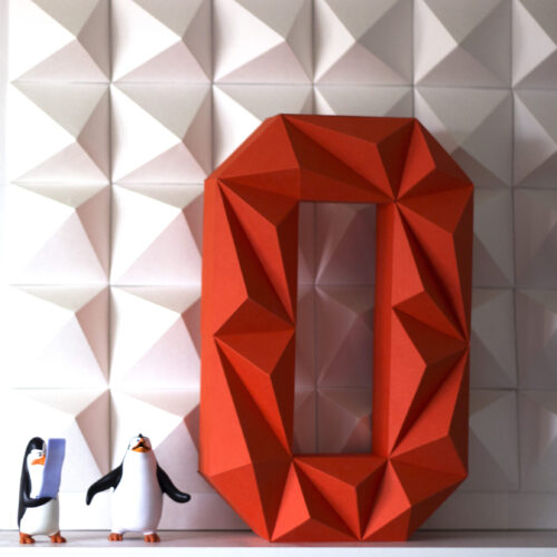 Chiffre 0 en papercraft 3D – patron PDF à imprimer pour déco d’anniversaire et projets créatifs