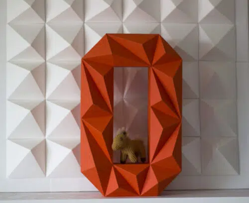 Chiffre 0 en papercraft 3D – patron PDF à imprimer pour déco d’anniversaire et projets créatifs