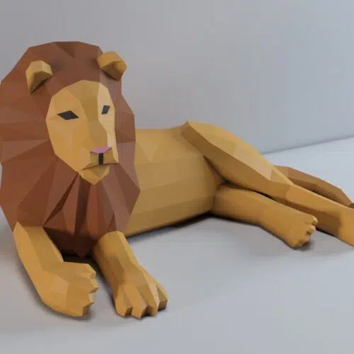 Petit lion allongé en papercraft 3D