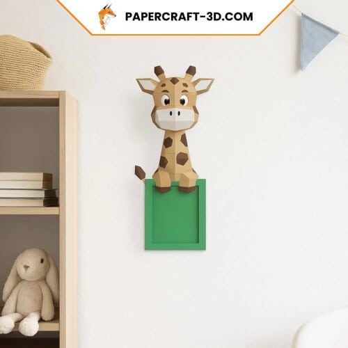 Cadre photo giraffe en papercraft 3D