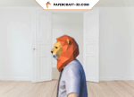 Masque de lion en papercraft 3D