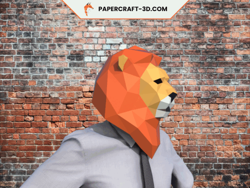Masque de lion en papercraft 3D