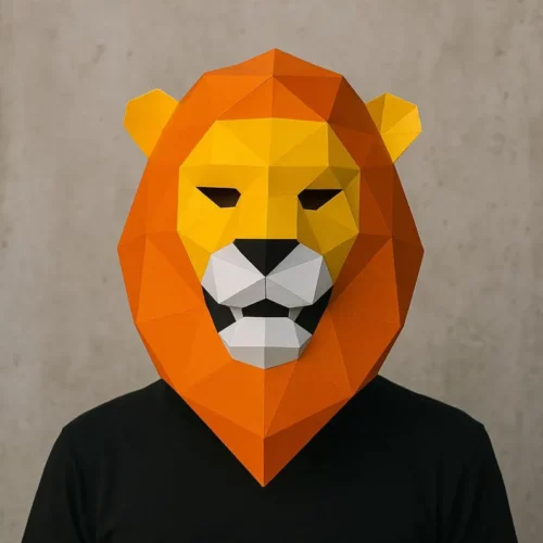 Masque de lion en papercraft 3D
