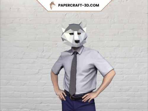 Masque de loup en papercraft 3D