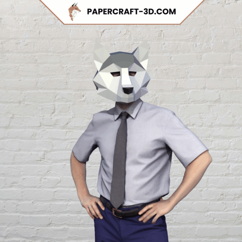Masque de loup en papercraft 3D