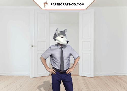 Masque de loup en papercraft 3D