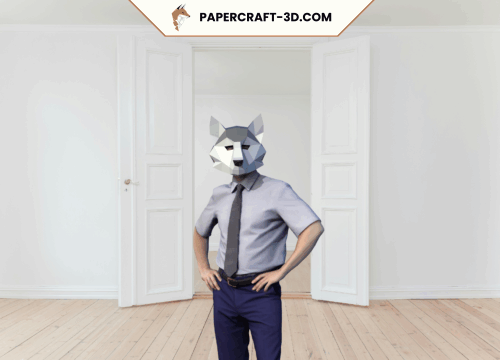 Masque de loup en papercraft 3D