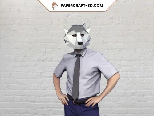 Masque de loup en papercraft 3D