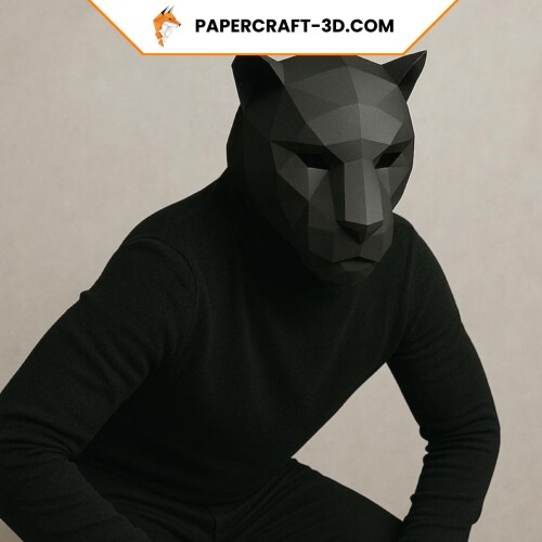 Masque de panthère noire en papercraft 3d
