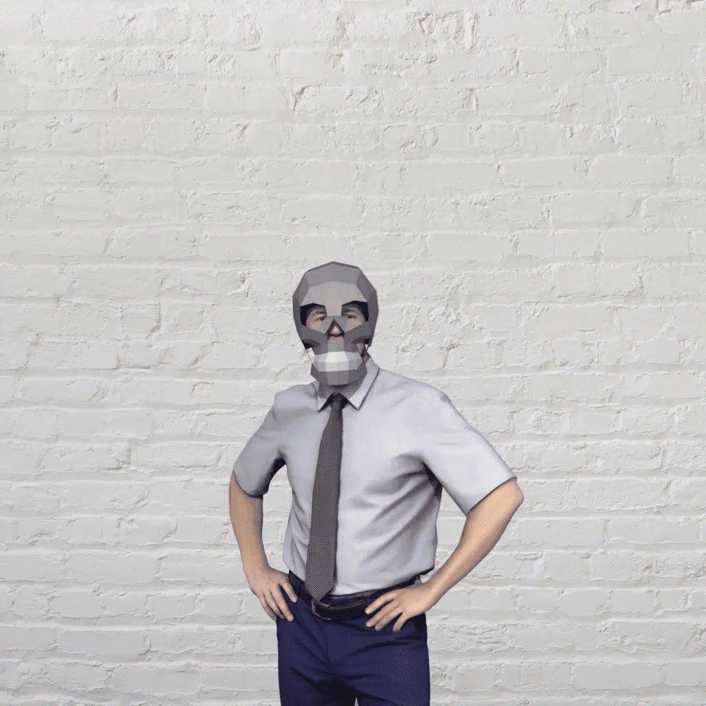 Papercraft maschera di scheletro in origami 3D